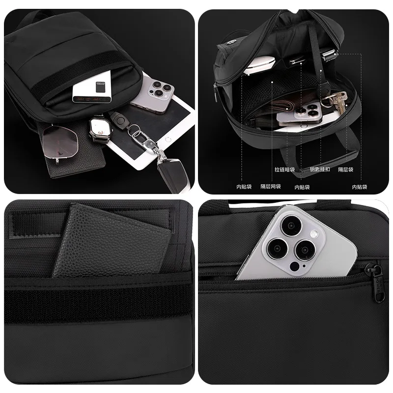 حقيبة ظهر كروس ذات سعة كبيرة للسفر من النايلون المقاوم للماء للرجال، حقيبة كتف محمولة باليد خفيفة الوزن #4