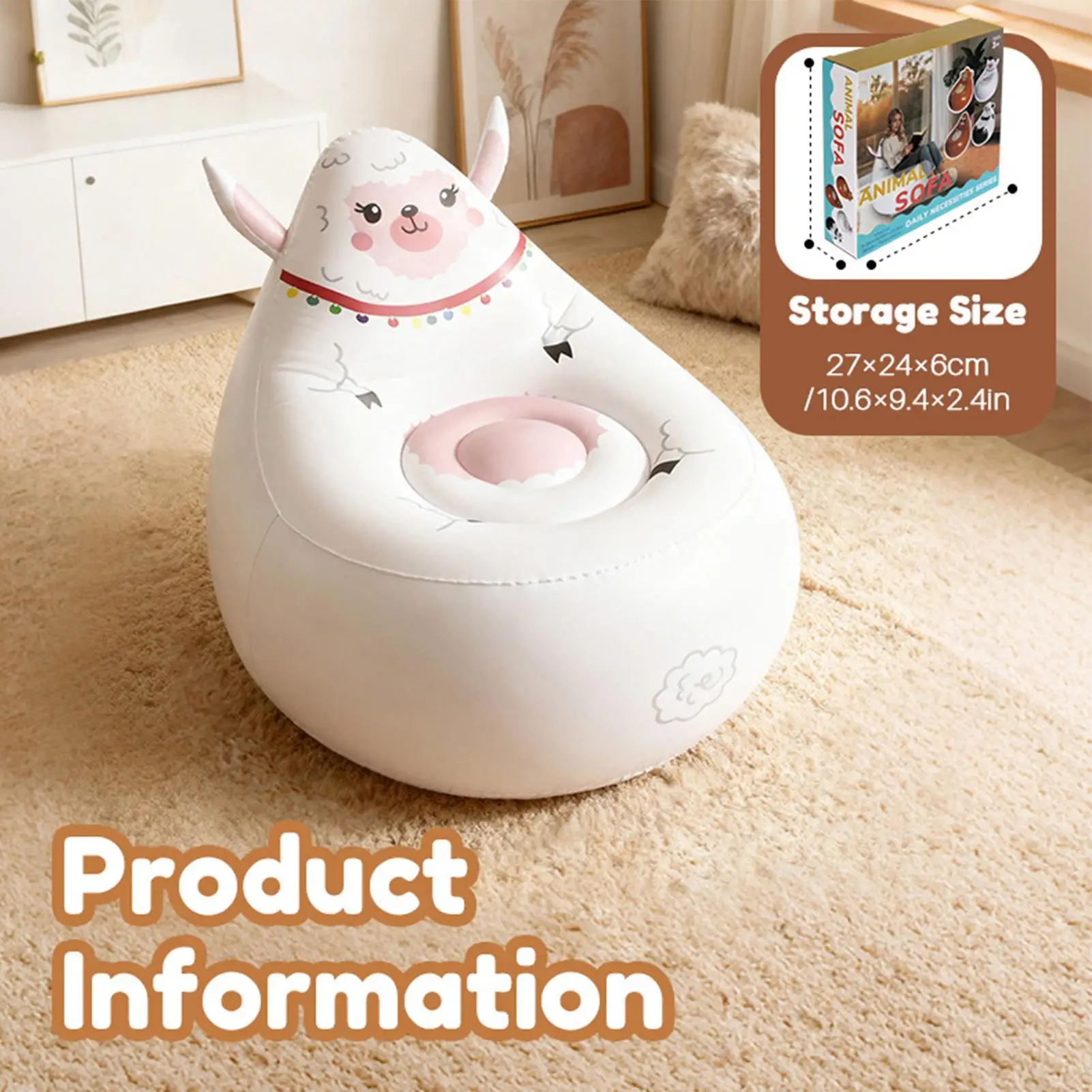 Opblaasbare stoel voor kinderen Draagbare dierenvormstoel Buitenbank voor kinderen Camping Patio Strand Reizen Binnen Achtertuin Tuin