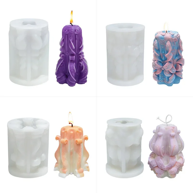 

Diy aromatherapy candle silicone mold carved aromatherapy candle silicone mold column candle gypsum expanded stone mold