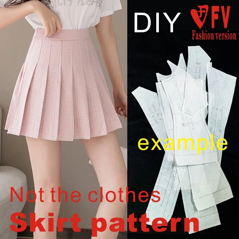 Half skirt pattern women\'s high waist short skirt pleated skirt garment cutting structure drawing 1:1 physical pattern BBQ-48