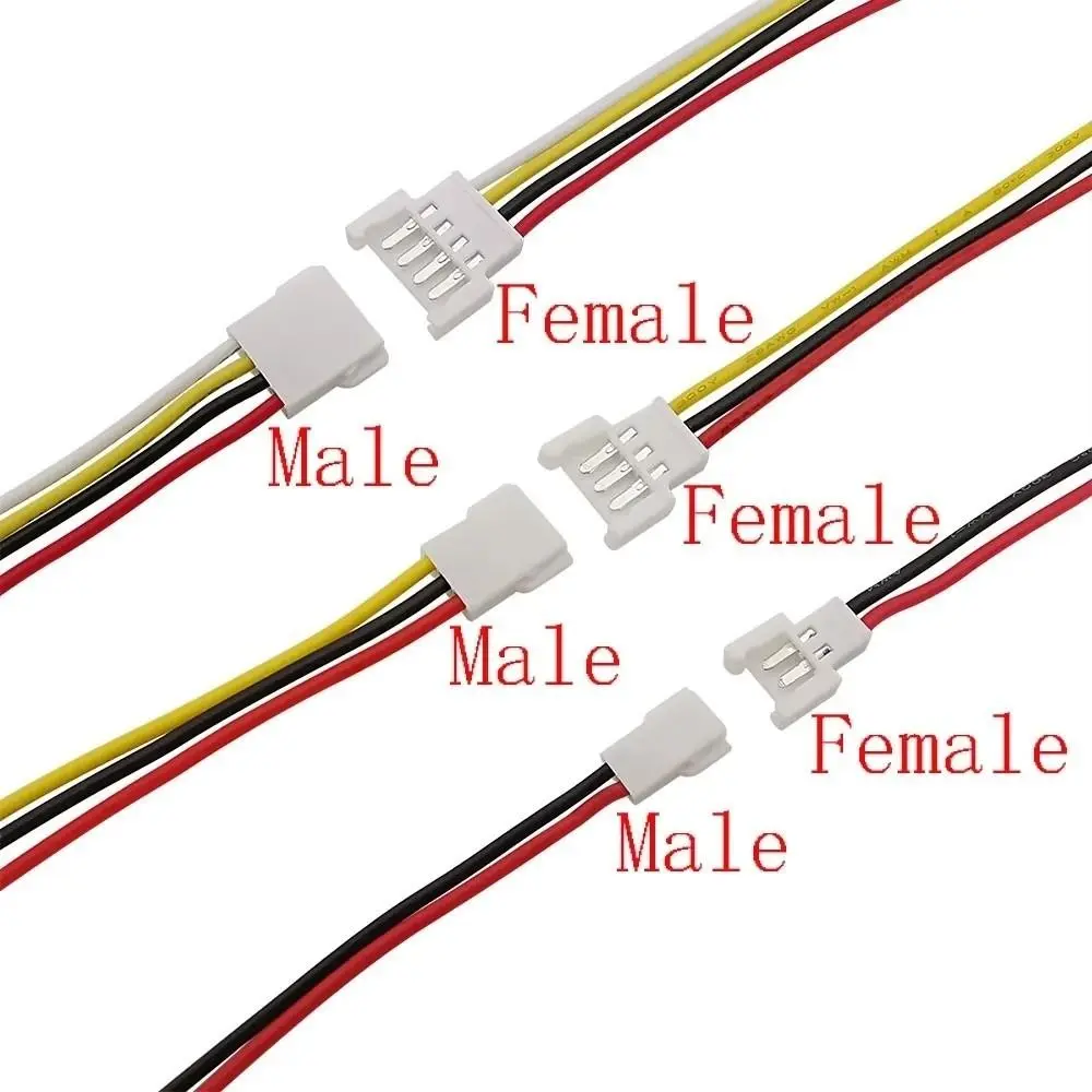 10PCS Male Female Micro Connector Cables Plug and Jack MX 2.0 Male Female Connectors Compact Connection 2P/3P/4P