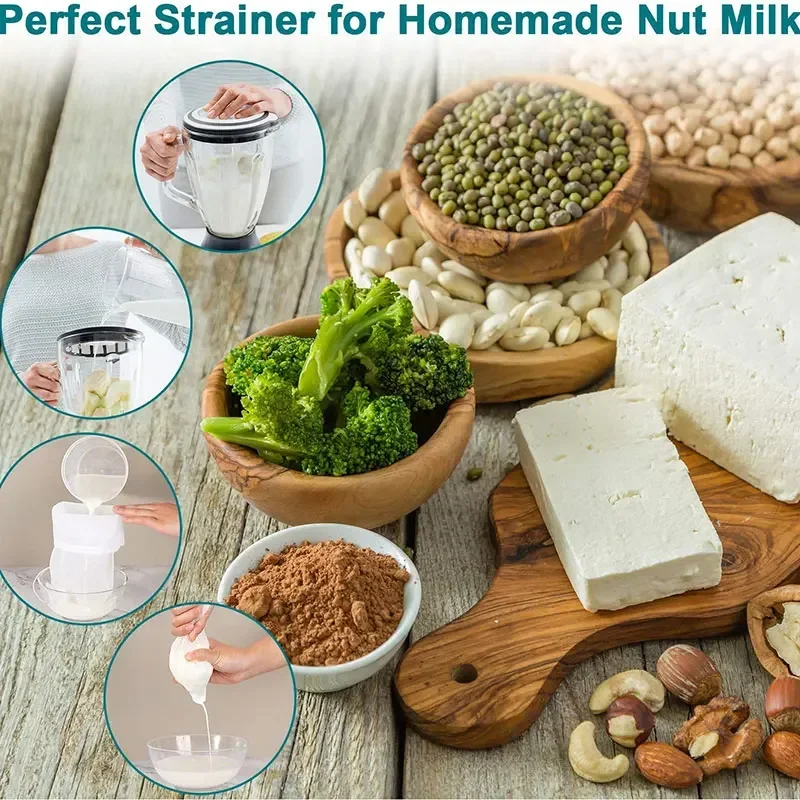 Soy Milk Wine Filter Bag Nut Milk Bag Tea Coffee Oil Yogurt Filter Net for Brewing Reusable Kitchen Food Filter Bags Strainer