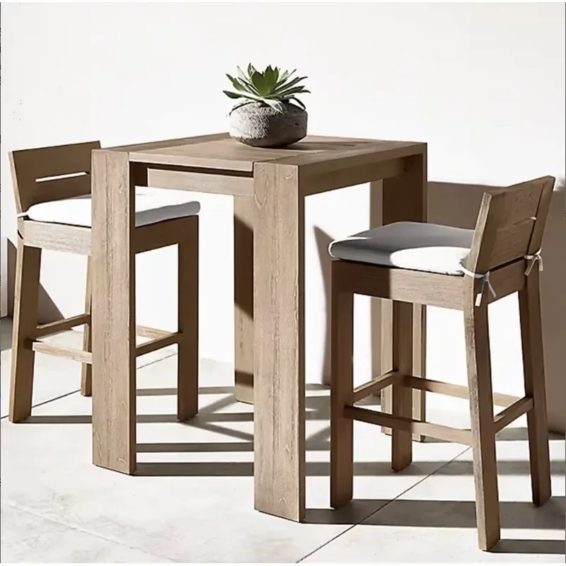 Hotel bar Chair Patio Garden Chair Wood Outdoor Furniture Teak Armless bar Stool
