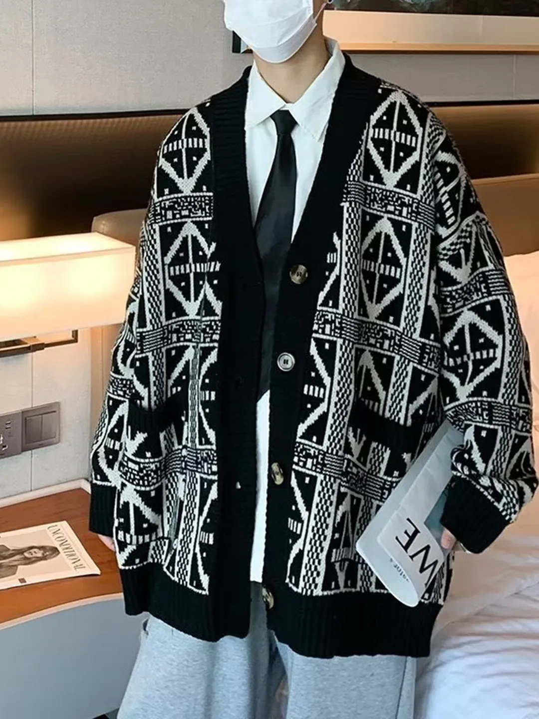 

Loose V-Ne Men's Knitted Sweater Cardigan Autumn Winter Casual Sle Japanese Retro Trendy Brand Comfortable Long Sve Ou...