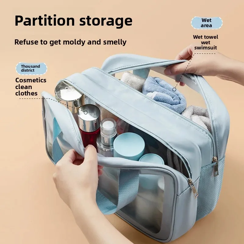 

Waterproof Large Capacity Cosmetic Bag Separate Wet And Dry Travel Toiletry Storage Bag Portable Shower Makeup Storage Bag