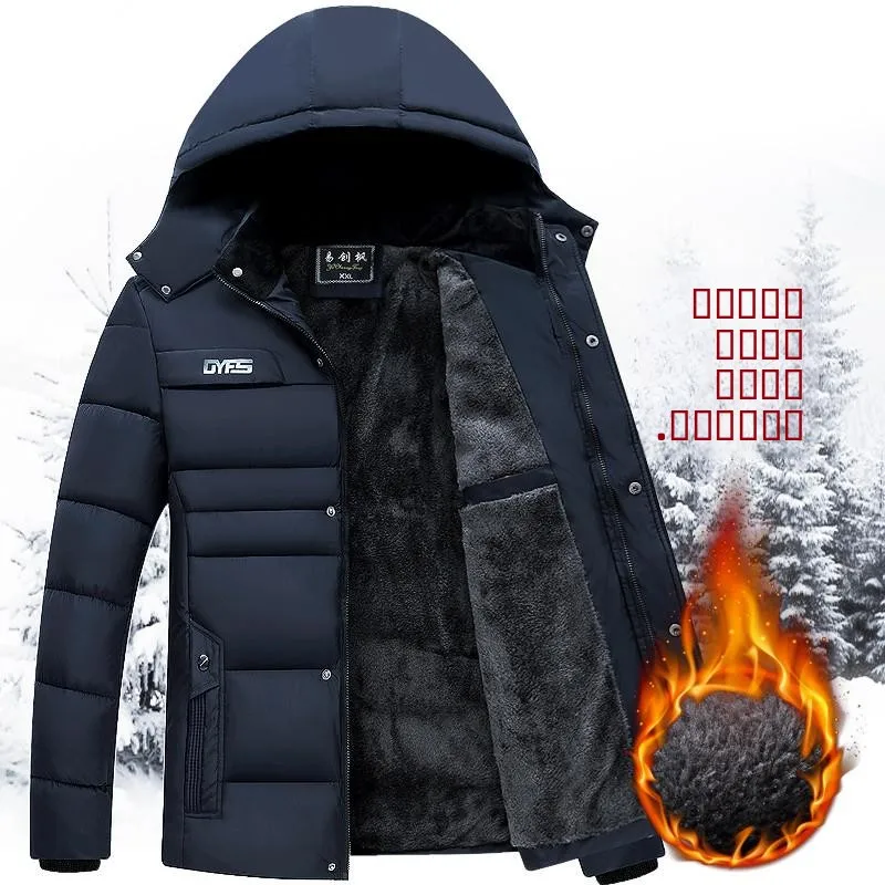 

Мужская зимняя утепленная куртка из хлопка: теплая, модная, городская, приталенная, с утолщенным воротником-стойкой и прямым низом