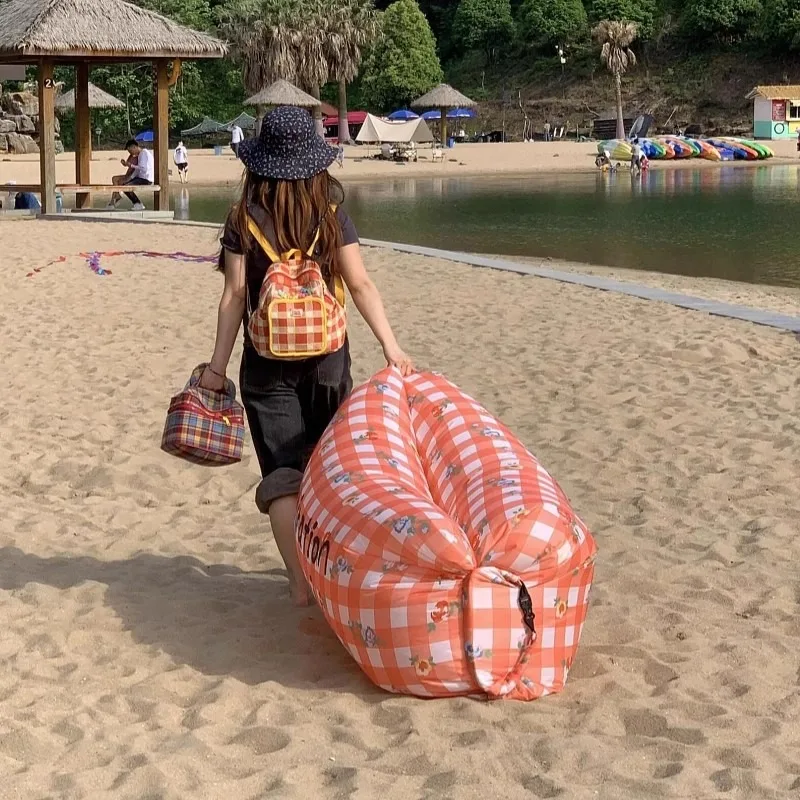 Creative Lightweight Lazy Inflatable Camping Sofa Portable Outdoor Air Sofa Lie Down Beach Picnic Lounger