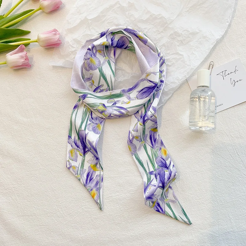 

Tied Hair Streamer Decorative Scarf Rose Pink Long Strip Double-sided Small Silk Scarf Women's Headband