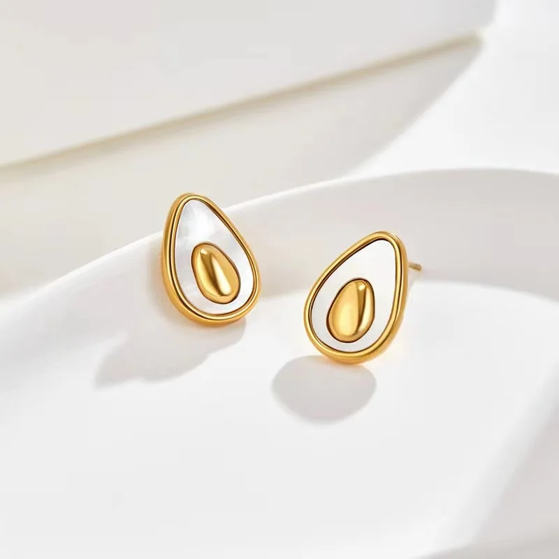2025 New Fashion Stainless Steel Gold color Natural Shell Avocado Pendant Necklace for Women Accessories