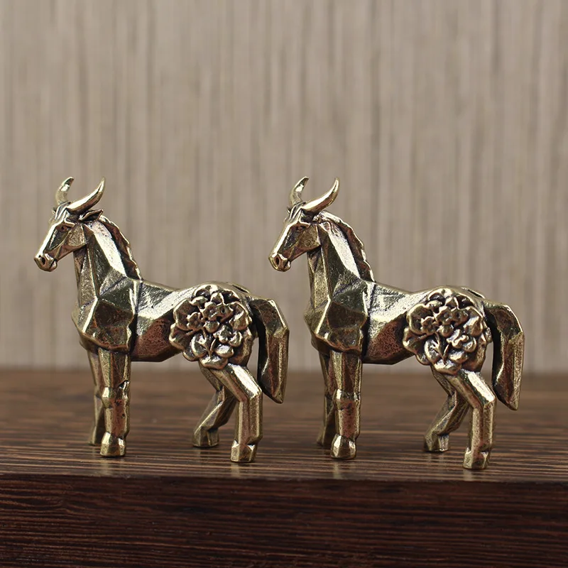 Cross-Border Hot-Selling Geometric Horse Light Luxury Style High-End Home Decoration Ornament Brass Craft