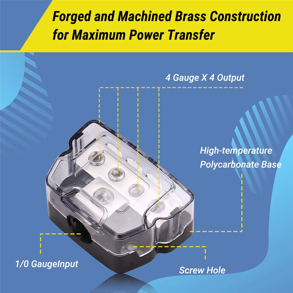 

#85K Automotive Parts & Accessories,1x0/2/4 Gauge in 4x4/8 Gauge Out Ground Distributor Block for Car,Plastic + zinc alloy