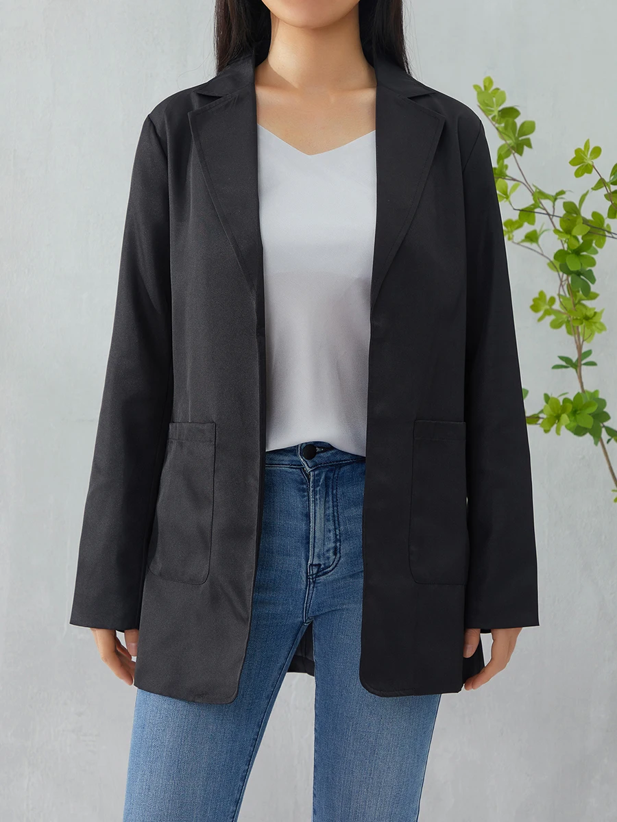 Blazer informal de manga larga con frente abierto para mujer, chaquetas de oficina y trabajo de negocios