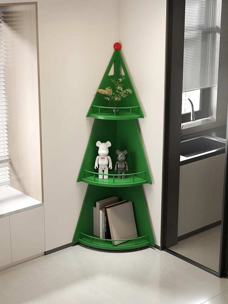 Creative Christmas tree display rack, simple decoration, storage rack, partition board, wall corner triangular floor storage boo