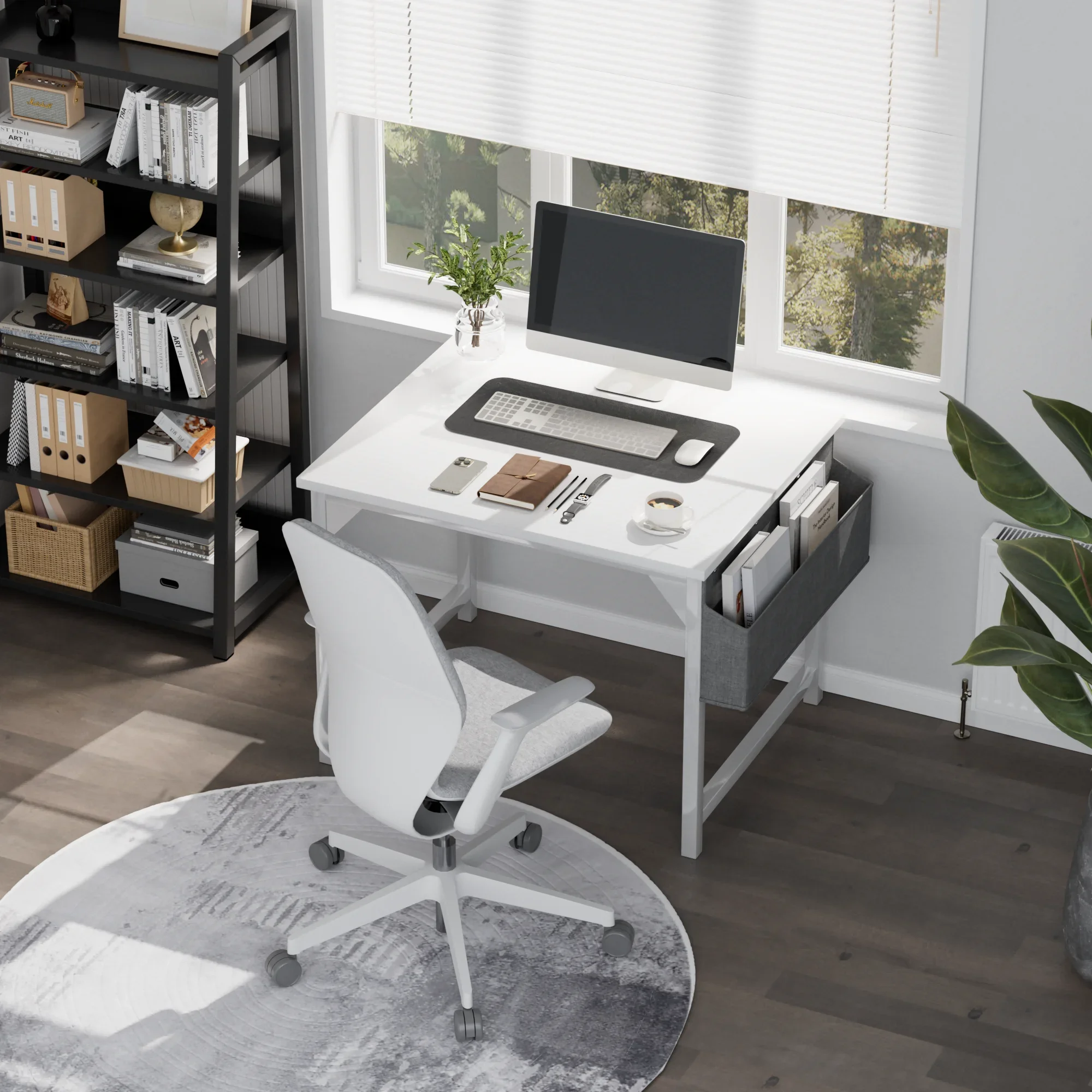 Computer Desk 31 Inch Small Office Desk Modern Writing Desk with Storage Bag Work Study Table with Headphone Hook for Office