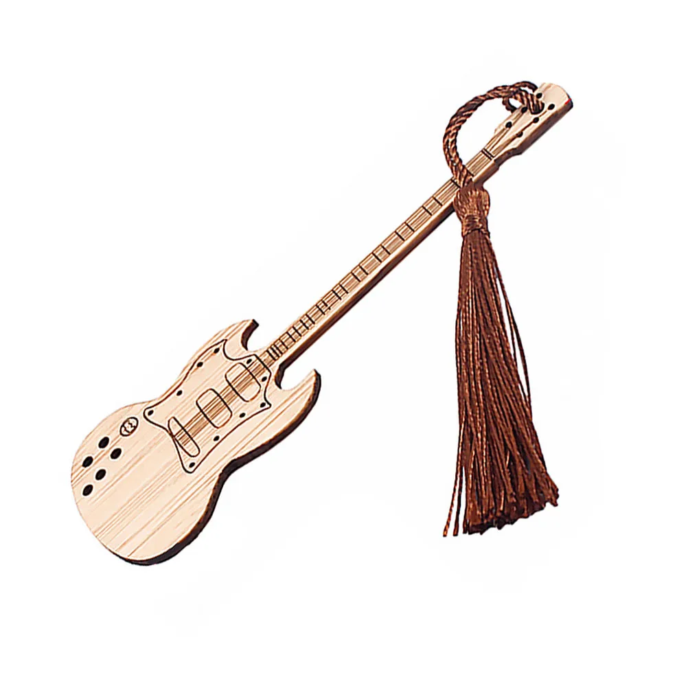 

Guitar Shape Bamboo Bookmark Creative Eco-Friendly Page Marker for Readers Students Writers Special Graduation Gift