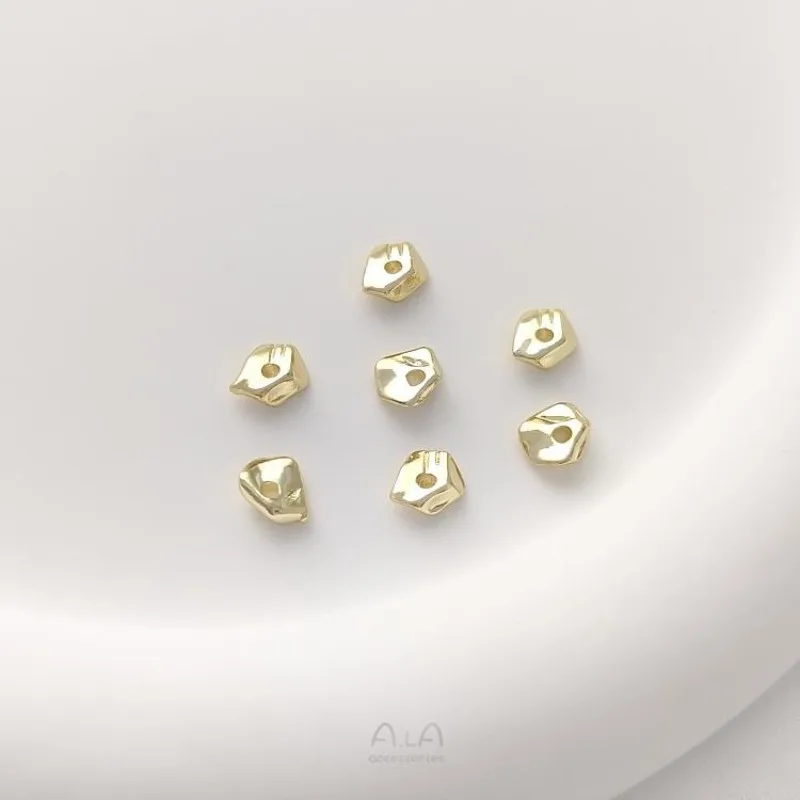 Copper Plated 18K Real Gold 14K Light Gold Special-shaped Gravel Bead Spacer Oval Stone Flat Bead Slice DIY Handmade Material