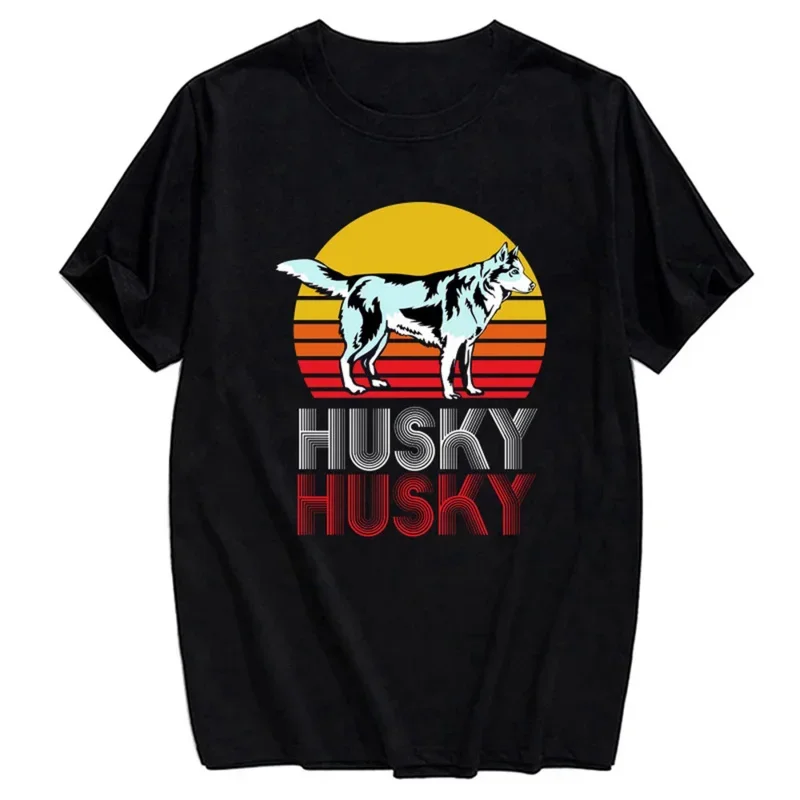 Black Cotton T-shirts with 3D Printed Pet Dog Border Collie, Casual Hip Hop Tops, Clothes, Fashion, Clothes