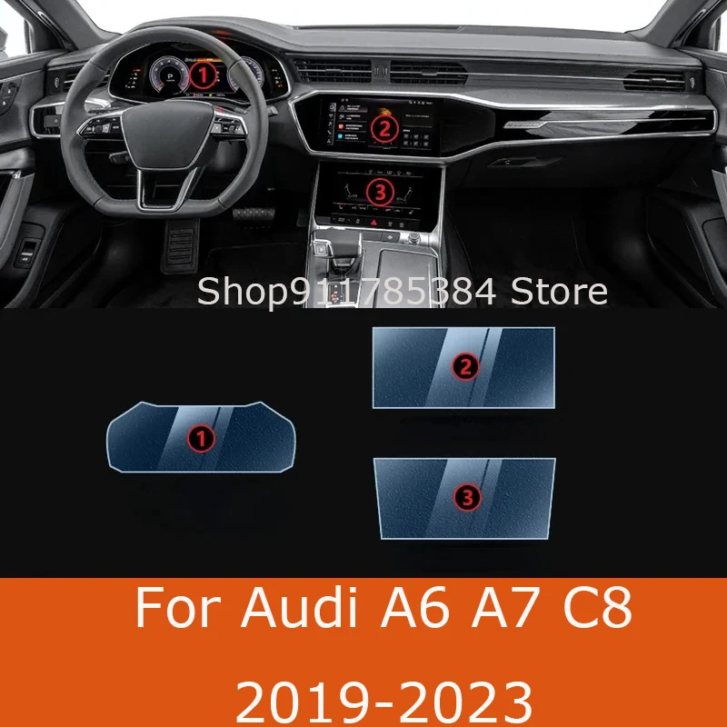 For Audi A6 A7 C8 2023-2019Car Interior Center Console Transparent TPU Protective Film Anti-scratch Repair Film Car Accessories