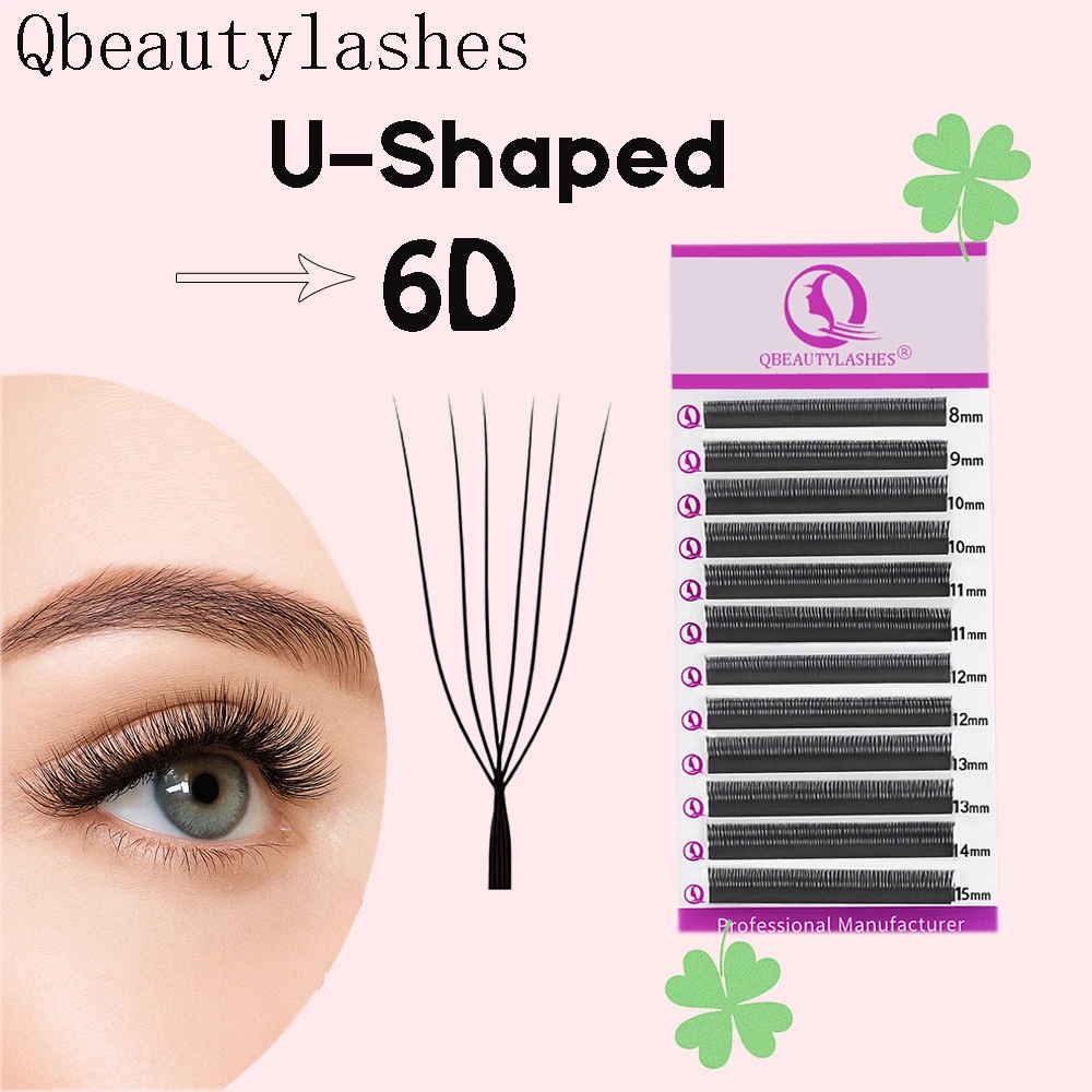 Qbeautyelashes 6DU على شكل الرموش تمديد YY جلدة لينة الطبيعية قبل الصنع مروحة رمش ملحقات ماكياج بالجملة