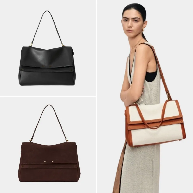 

Women's Fashion Versatile Commuter Bag High-end Sense Large-capacity Briefcase, Portable Double Shoulder Messenger Bag Crossbody