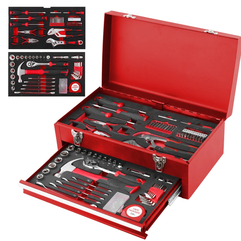 Hi-Spec 166pcs Home & Auto  Steel Tool Sets Car Herramientas Tools Set Box Mechanic for Auto Repair OEM ODM