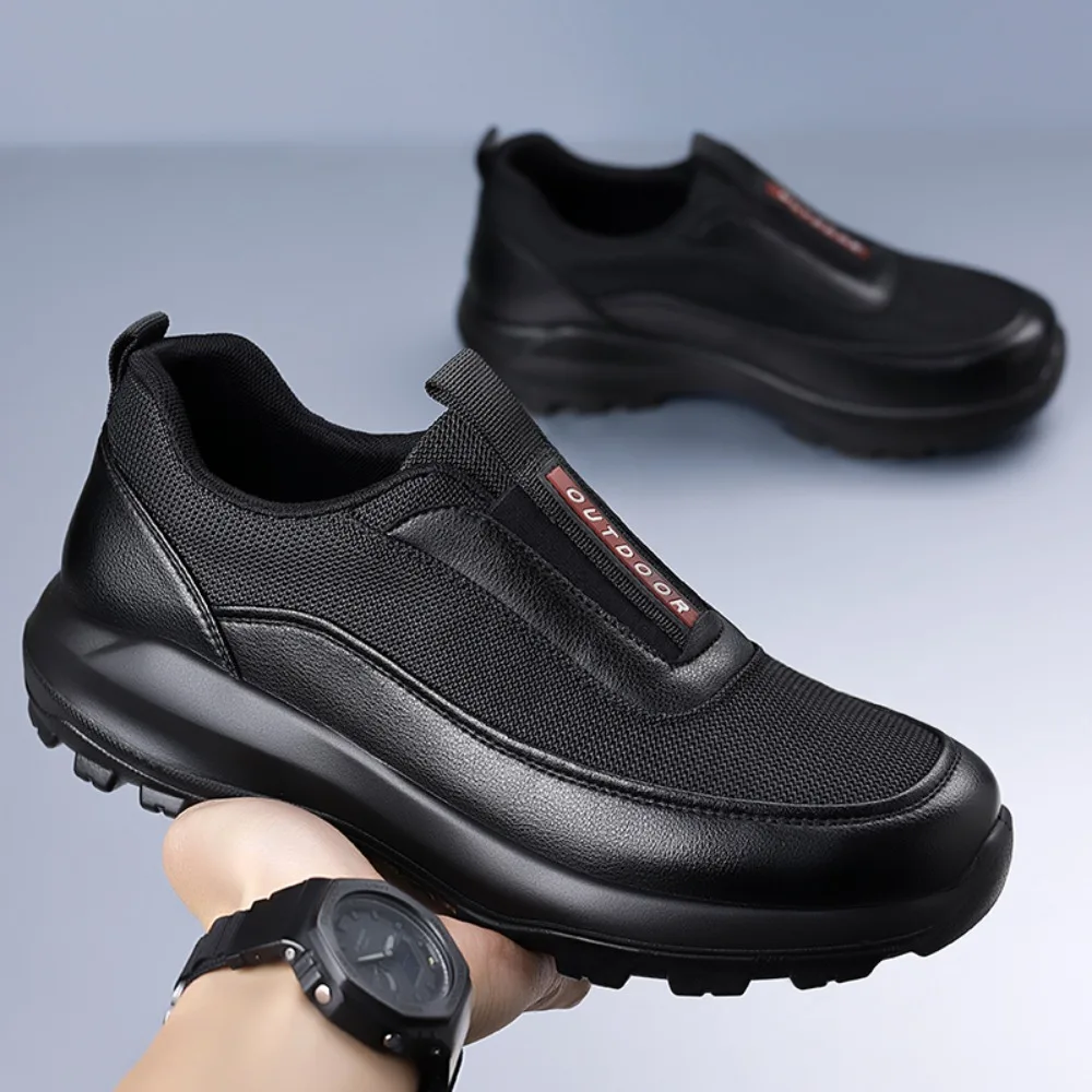 Men's Summer New Fashion Slip-On Casual Shoes Lightweight Thick Bottom Mesh Breathable Sports Outdoor Low Top round Toe