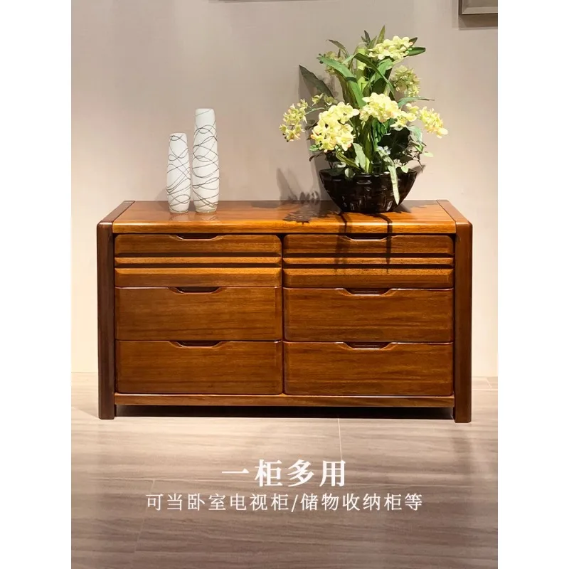 

All solid wood six-chest cabinet, bedroom, bedside cabinet, chest of drawers, walnut storage, living room, Chinese master bedroo