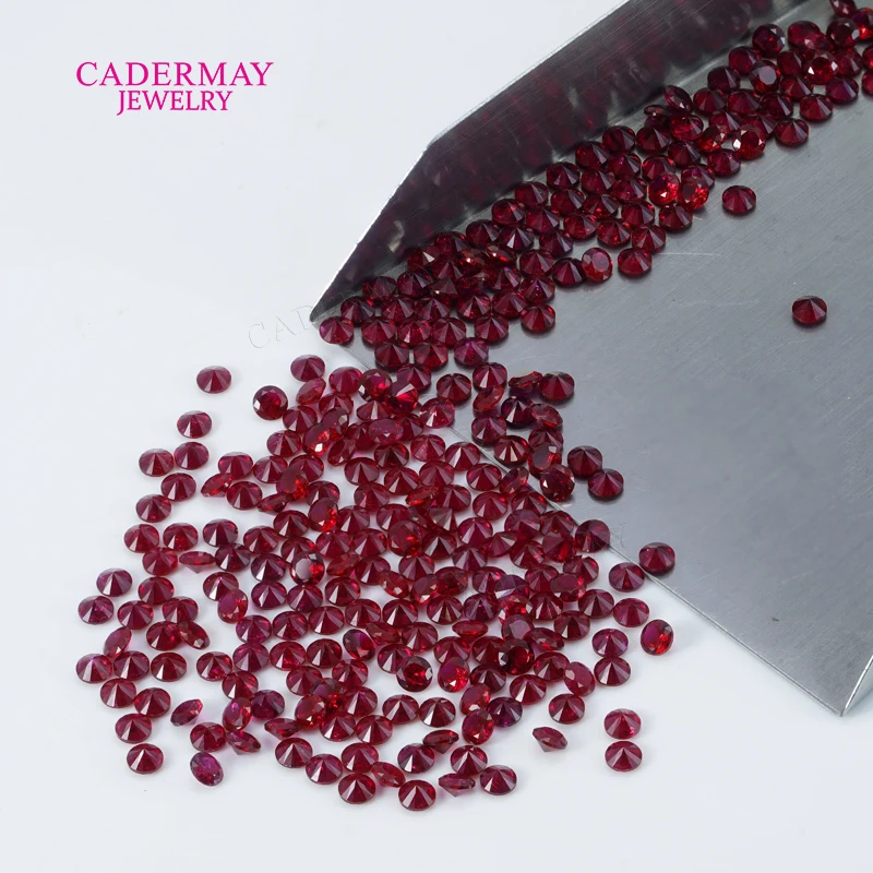 8# Pigeon Blood Red Lab Grown Ruby Small Size 0.8mm-3mm Round Shape Synthetic Ruby Melees With Inclusions For Jewelry Making