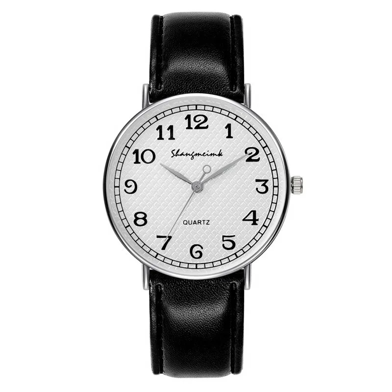 Reloj de pulsera de cuarzo para hombre, cronógrafo sencillo de alta gama, esfera redonda grande, correa de cuero, negocios