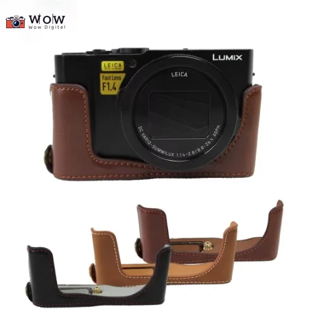 PU leather Camera Case Half Bag For Panasonic LX10 LUMIX LX10 DMC-LX10 Camera Bag Body Set Cover Open battery design