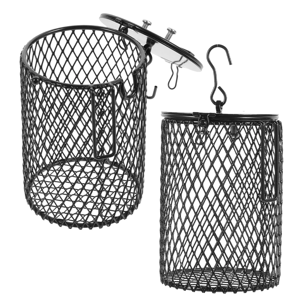 

2Pcs Reptile Lampshade Shell Sturdy Iron Heat Lamp Shade with Fine Mesh Cover for Pet Cage Reptile Box Lighting Safety Accessory