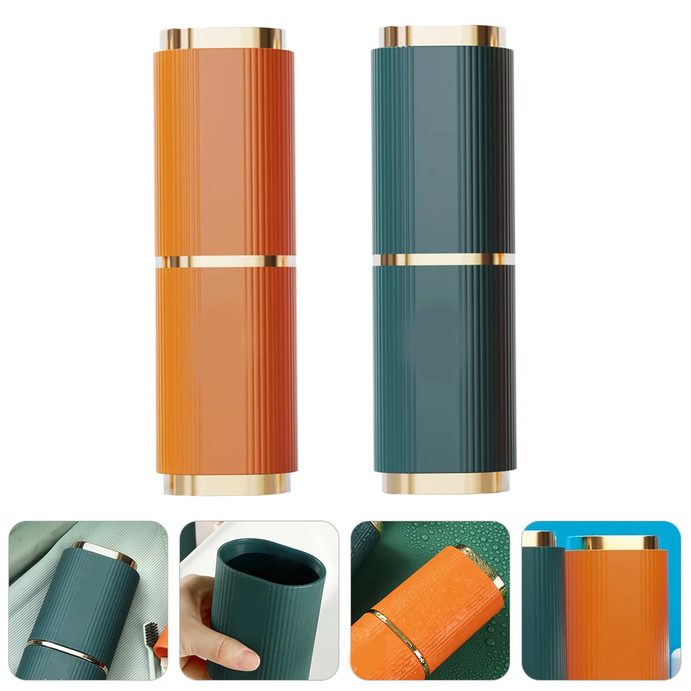 

2pcs Dental Storage Box Toothbrush Holder Portable ABS PP Container Travel Water Mug Toothpaste Case Oral Hygiene Bathroom