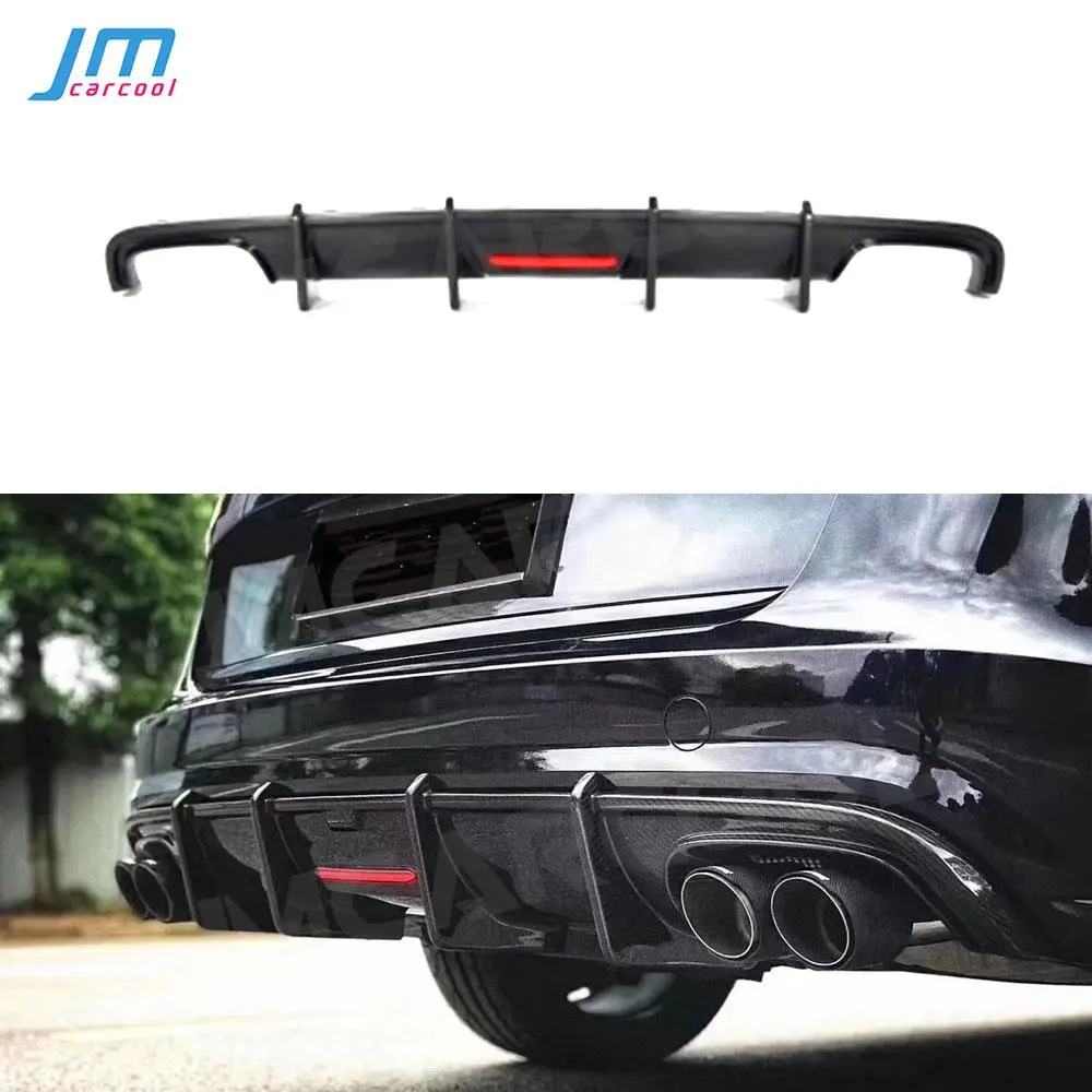 

For Audi A6 Sline S6 2013-2018 (Non for A6 Base ) Rear Diffuser Carbon Fiber Fins Shark Style Skid Plate Car Bumper Guard