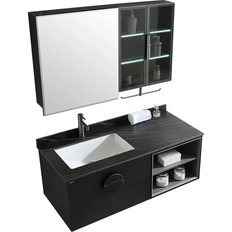 

Slate wood Bathroom Cabinet Combination Induction Light Wash Table Hand Wash Table Home Furniture Bathroom Bathroom Cabinets