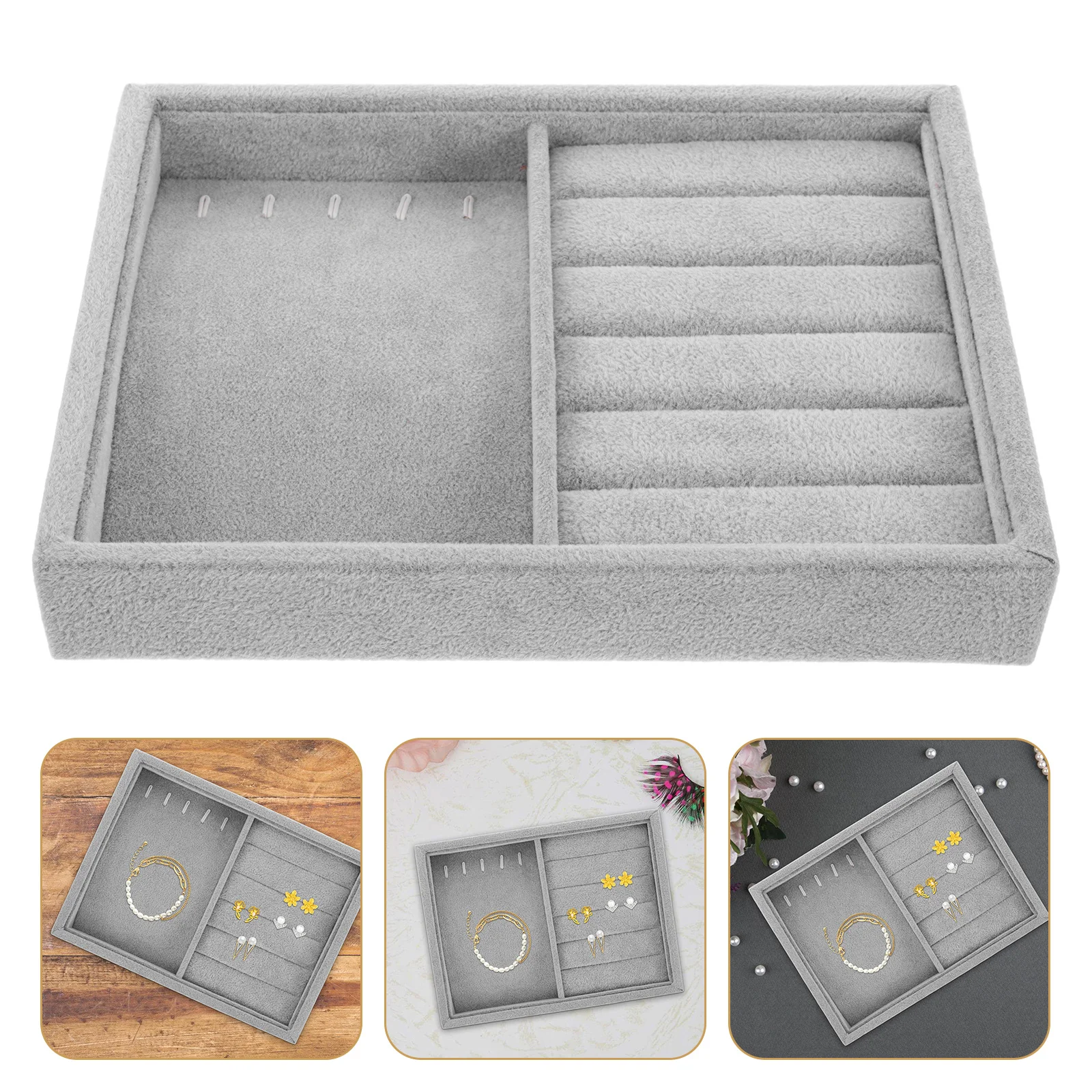 

Stackable Jewelry Display Tray Organizer Storage Box For Rings Necklaces Bracelets Earrings Drawer Insert Soft Scratchproof