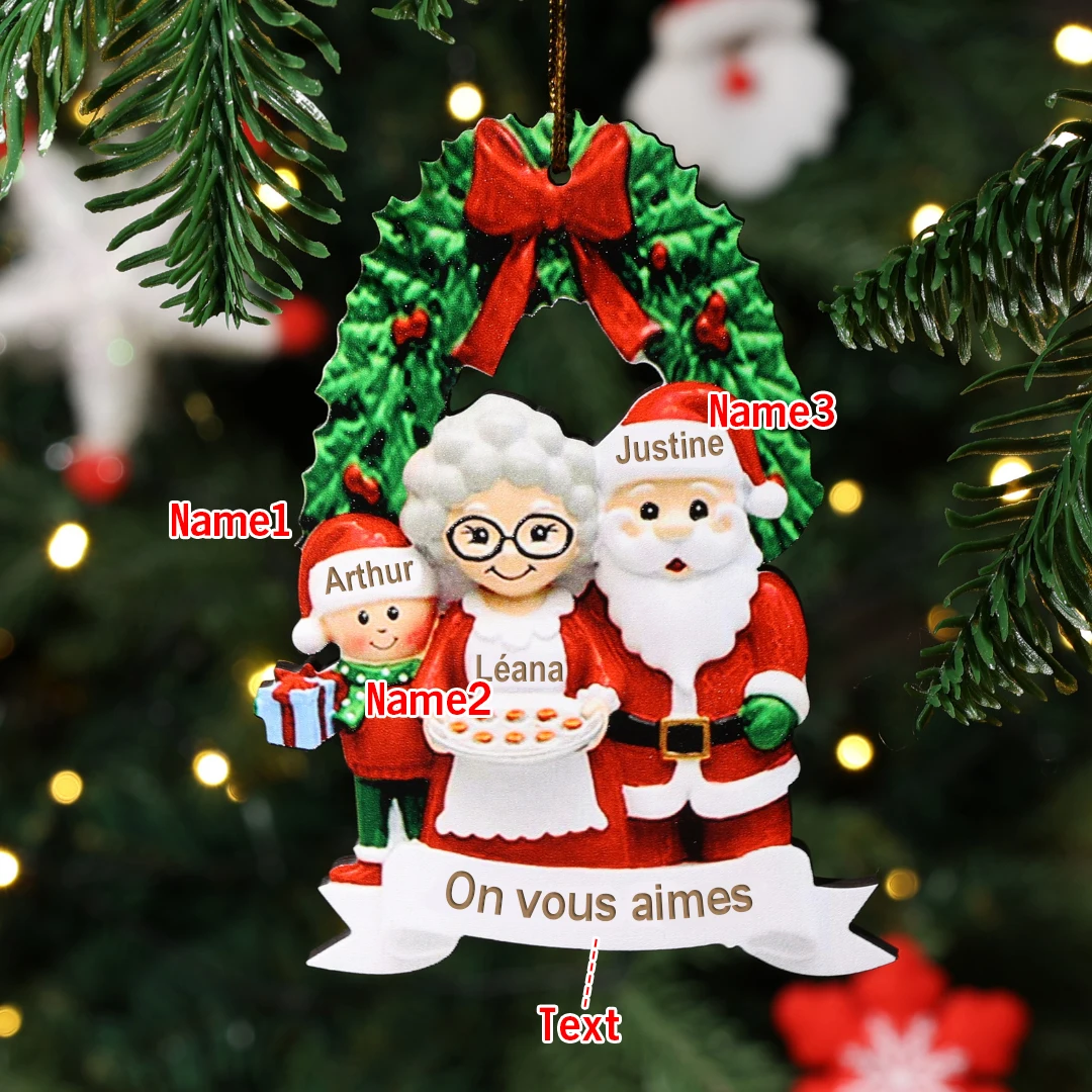 Personalized Grandchildren Christmas Pendant Wood Grandkids Christmas Ornaments Xmas Decor for Grandparents