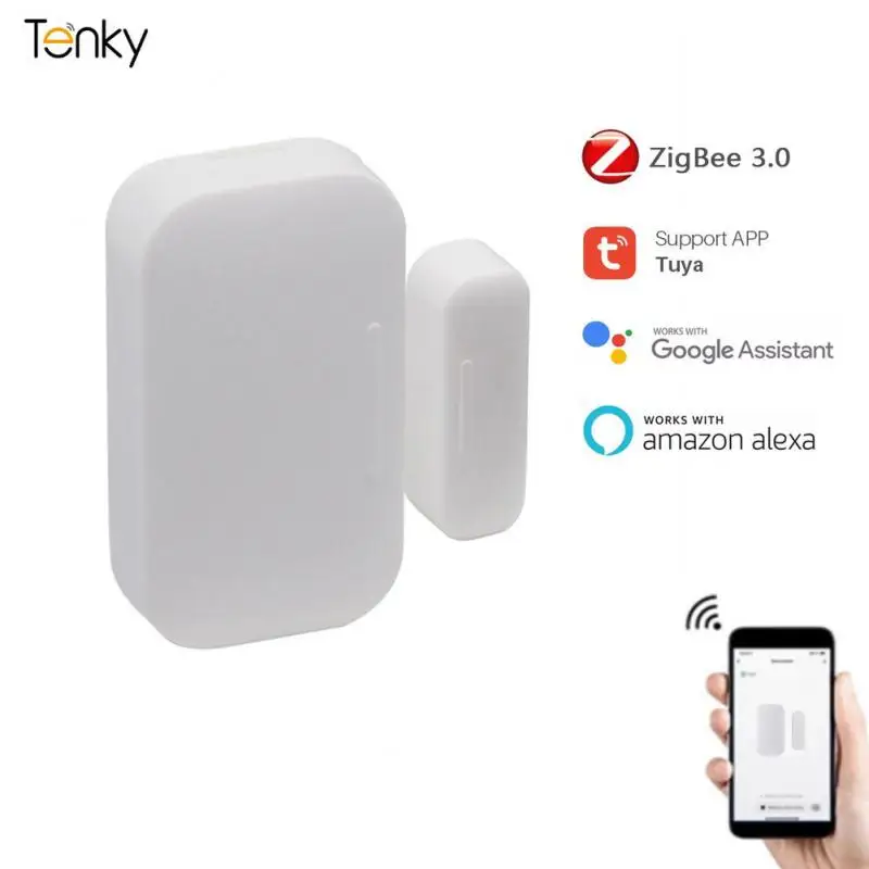 Tuya Door Magnetic Voice Control Wireless Home Security Alarm Battery Powered Smart Door Window Sensor