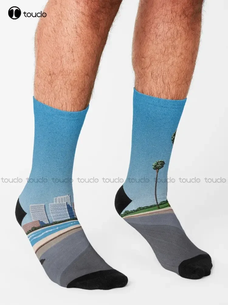 Hiroshi Nagai Art Retro Pattern Abstract Hiroshi Nagai Wave Socks Women Crew Socks 360° Digital Printing Custom Gift Streetwear