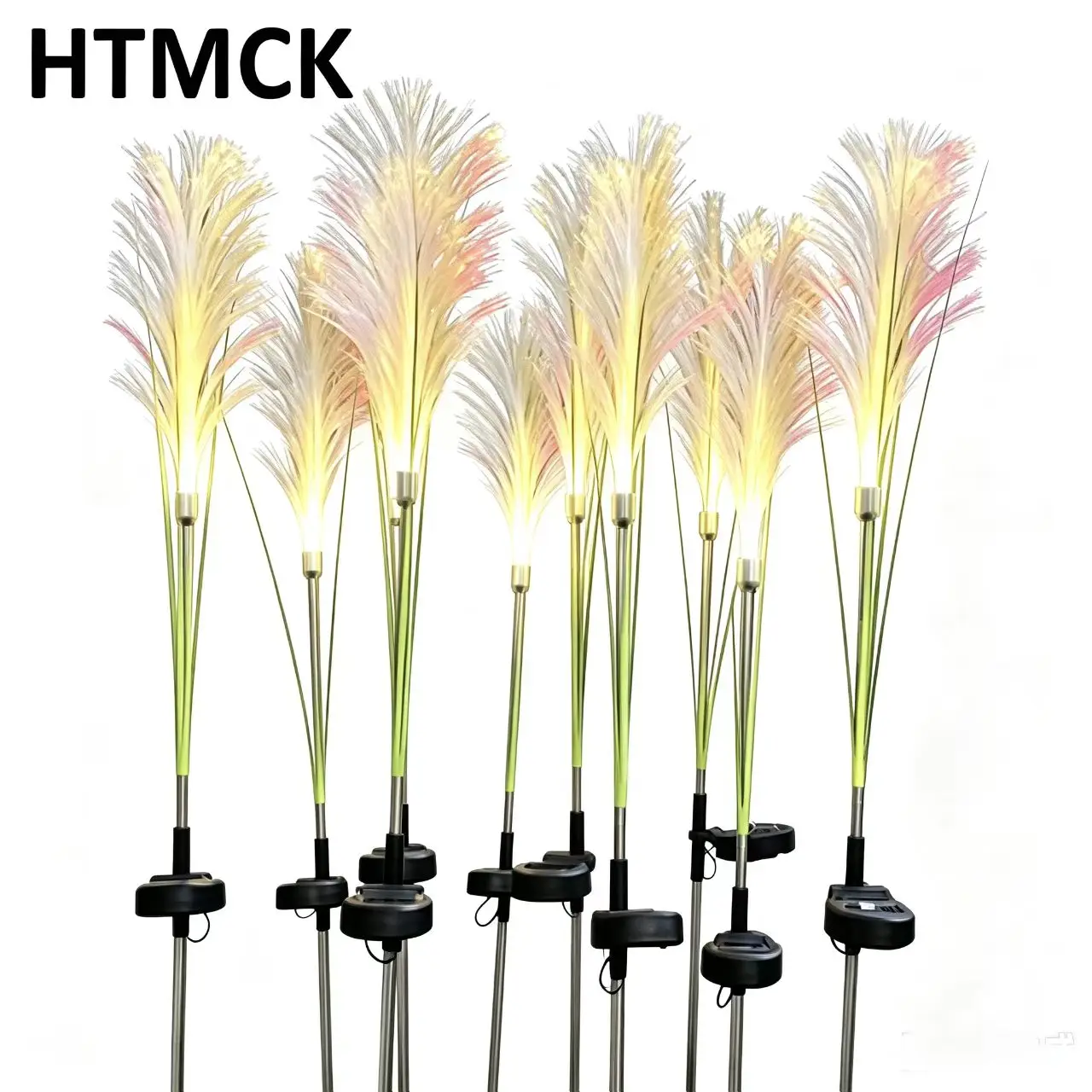 Lampe solaire LED HTMCK pour jardin, lampe à roseaux, éclairage extérieur imperméable pour pelouse, décoration de jardin, éclairage de chemin, éclairage solaire