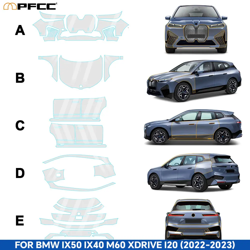 9Mil For BMW iX i20 2022-2023 PPF TPU Pre-cut Paint Protection Film Anti-Scratch Invisible Clear Resistant Car Wrap Film