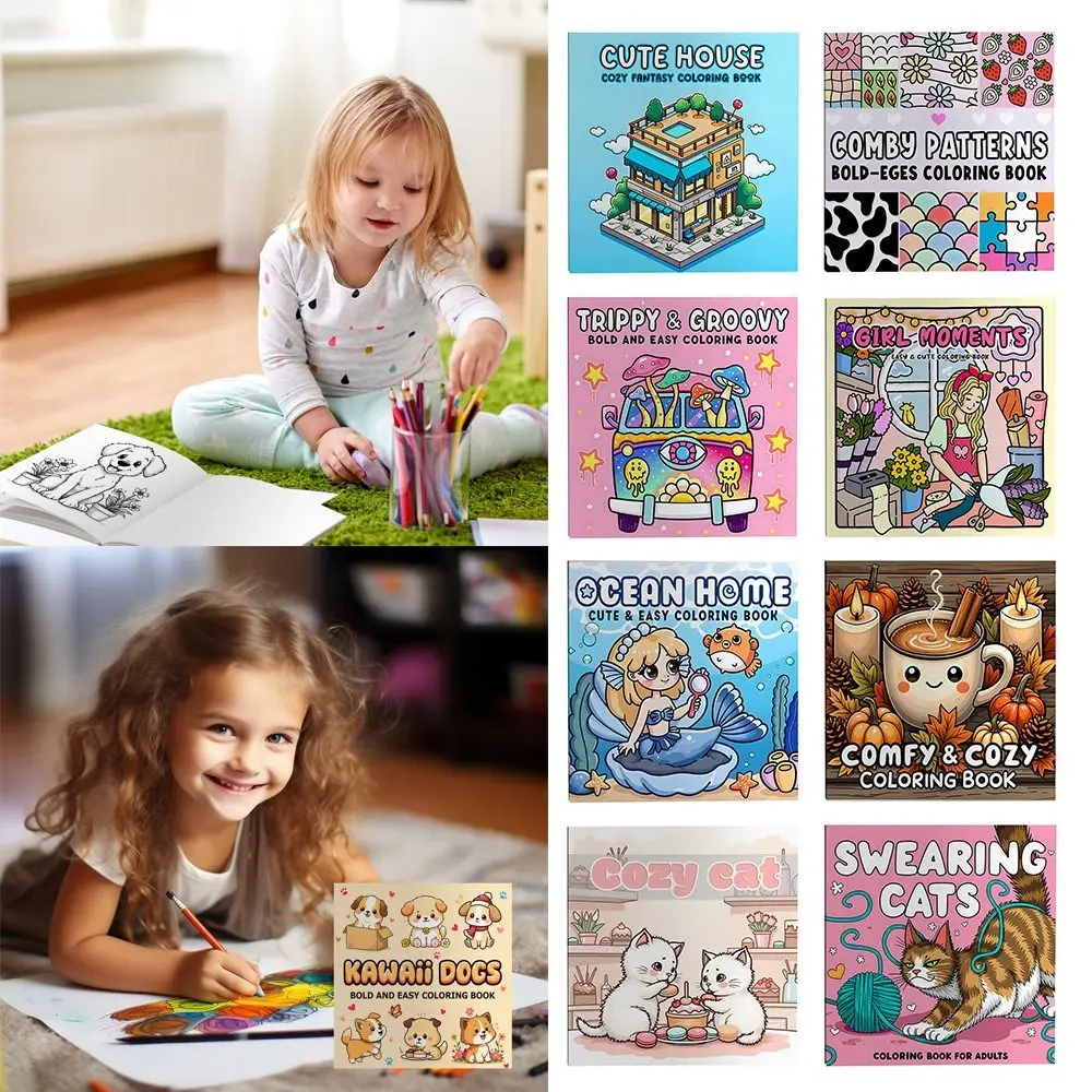 Cartoon Coloring Book Stress Relief Educational Graffiti Painting Book Painting Gift Montessori Drawing Toy for Adults And Teens