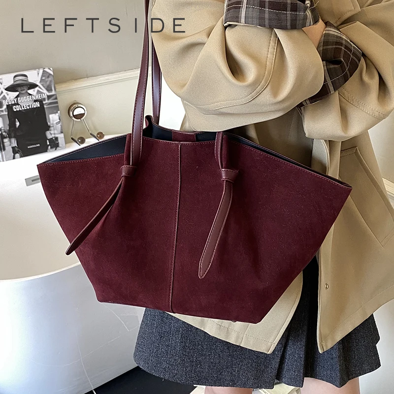 

LEFTSIDE Design PU Leather High Capacity Shoulder Bags for Women 2025 Winter Trend Tote Bag Females Retro New ​Luxury Handbags
