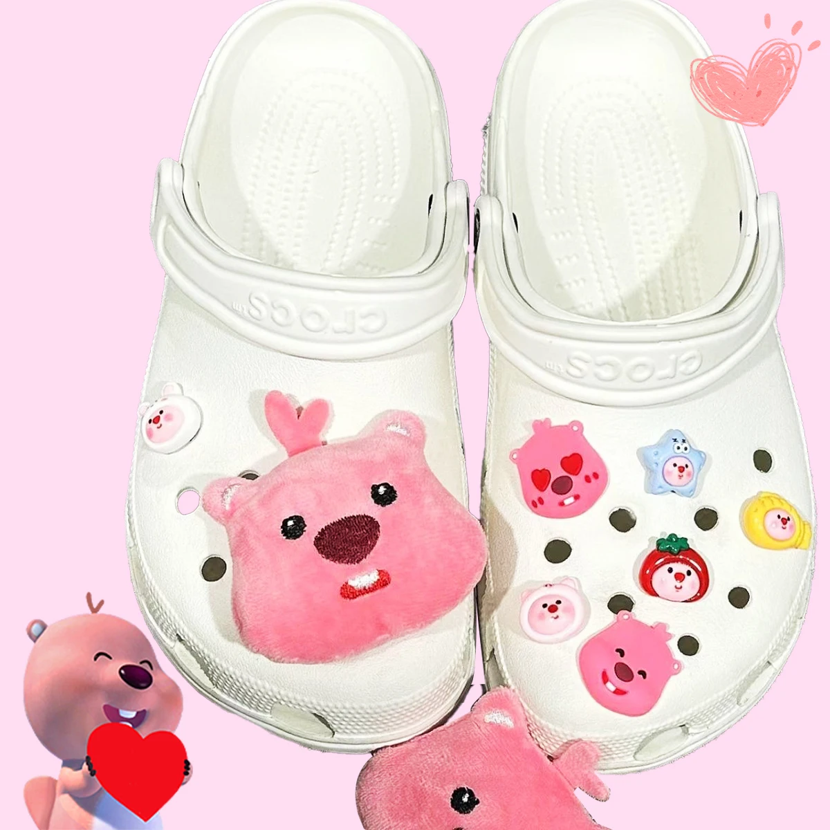 

Loopy Slippers Button Kawaii Trendy Cartoon Character Shoes Decoration Diy Material Lovely Cute Girls Kids Gift Stylish Sweet