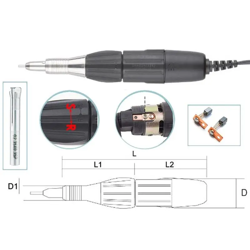 Perceuse à Ongles Électrique STlearG 102 90 210, Pièce à Main de Polissage pour Bijoux, Poignée de Machine de Manucure, 204