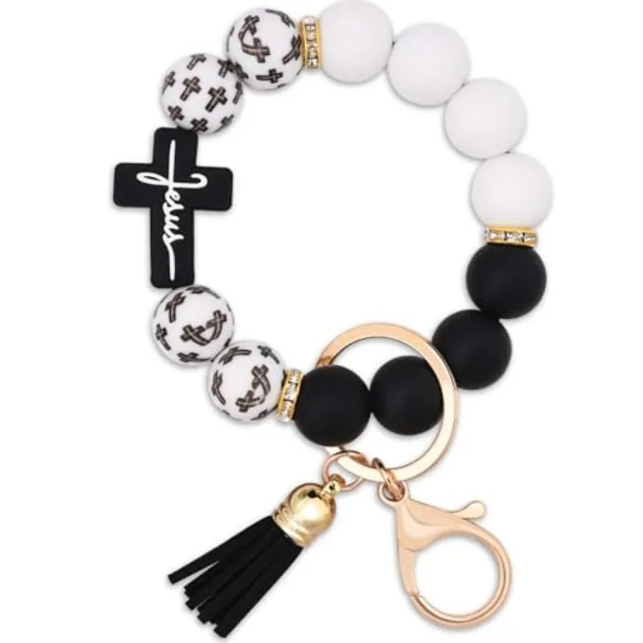 

Брелок-браслет BAOSIWA из силиконовых бусин для ключей, милый держатель для автомобильных ключей для женщин и девушек