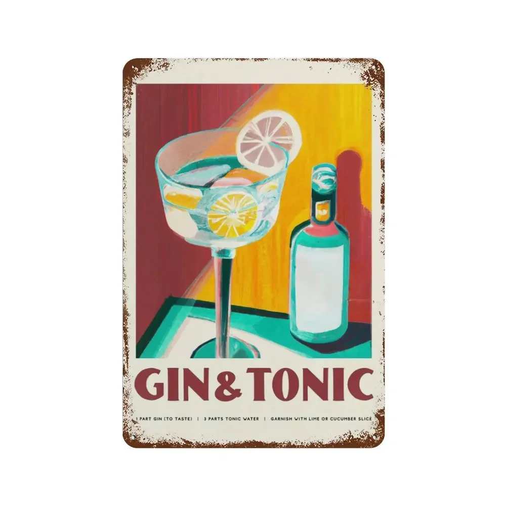 Póster de decoración de garaje Vintage Juice Mojito Aperol Spritz y bebida Sangria Negroni para decoración de Club Cave Shop