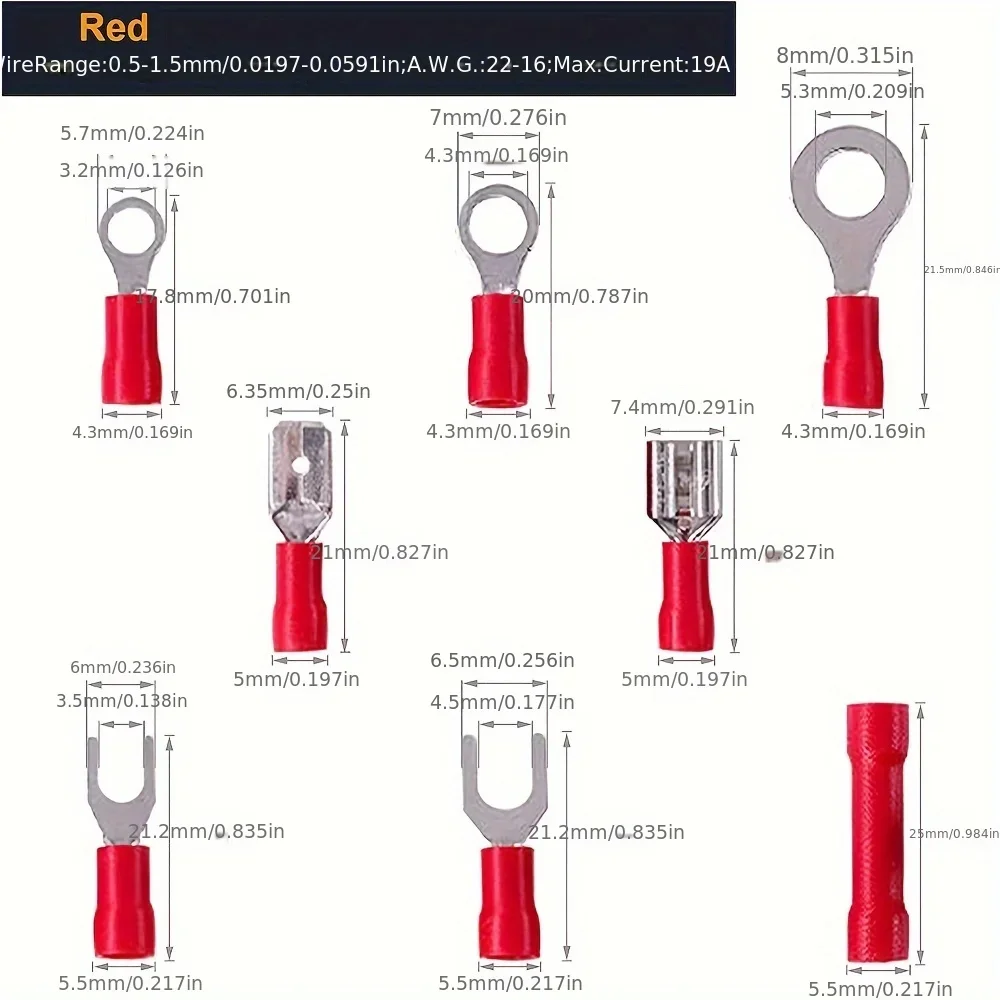 [280pcs D-FLIFE Kit] D-FLIFE 280pcs Electrical Terminal Kit | Durable Insulated Connectors for Spade, Ring, Fork & Butt