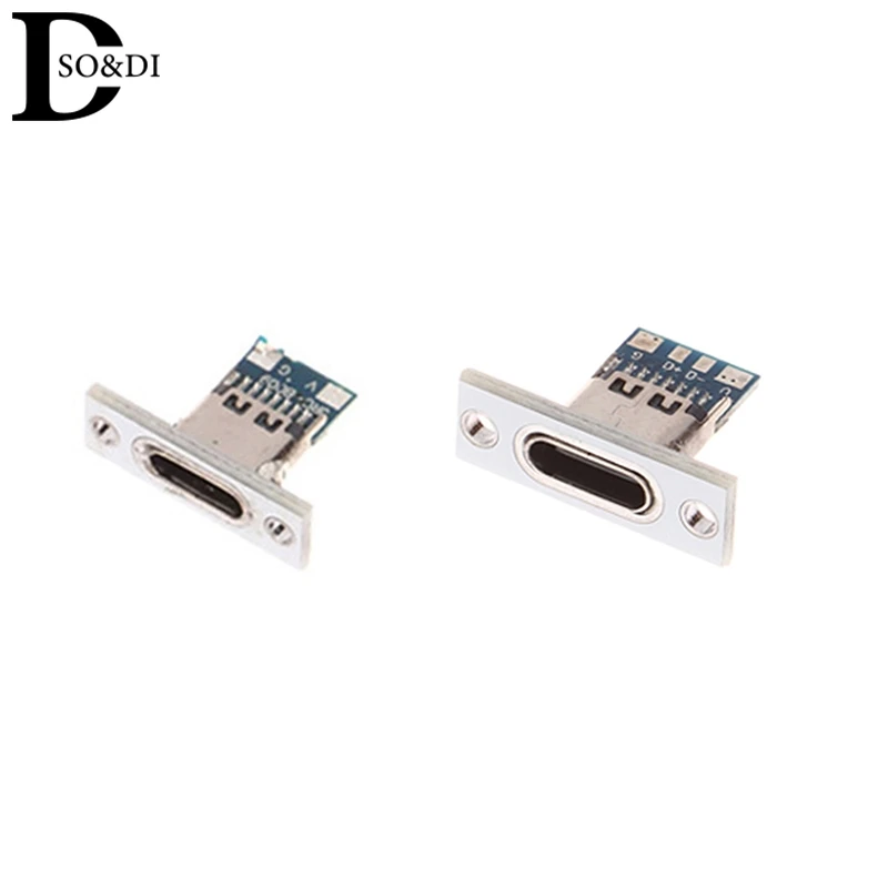 Type-C USB Jack 3.1 Type-C 2Pin 4Pin Female Connector Jack Charging Port USB 3.1 Type C Socket With Screw Fixing Plate