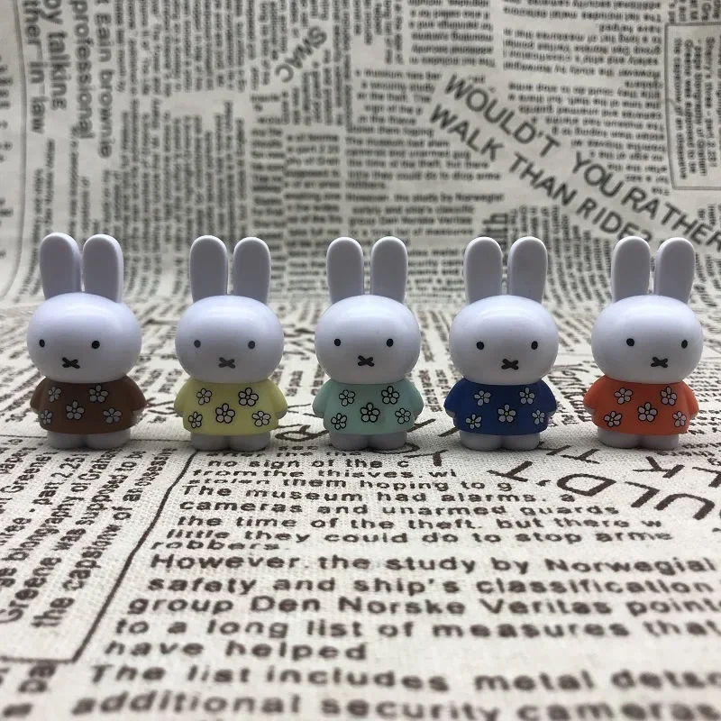 Cartoon Miffys Action Figures Cute Kawaii Colorful Skirt Miffys Rabbit Doll Model Toy Desktop Decoration Collections Kids Gifts