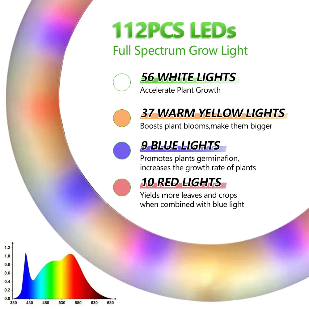 ارتفاع 165 سم قابل للتعديل LED داخلي كامل الطيف ضوء نمو النبات ثلاثة ألوان درجة الحرارة 3/9/12 مؤقت مناسب للخطة الكبيرة #6